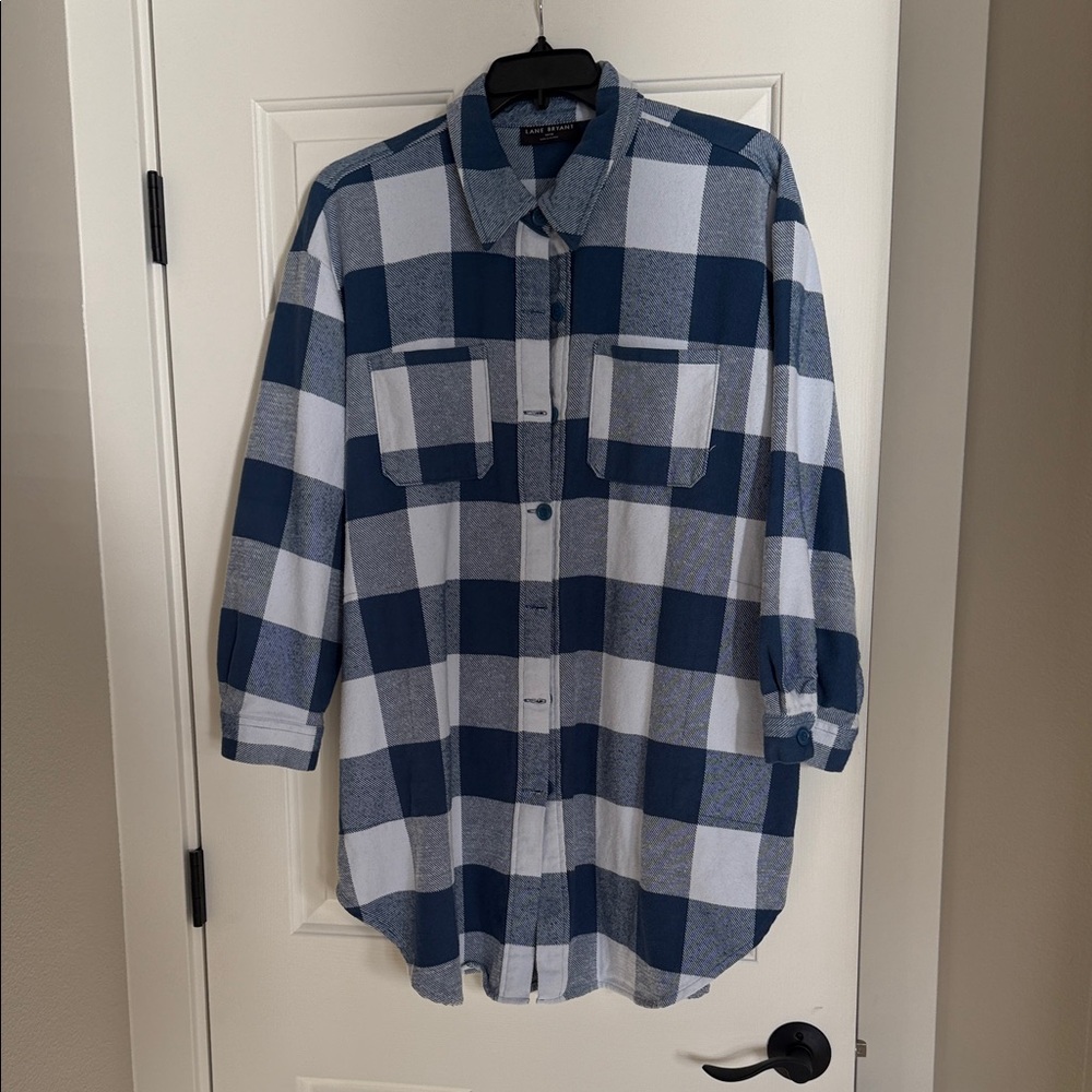 Lane Bryant Blue and White Checkered Shirt
